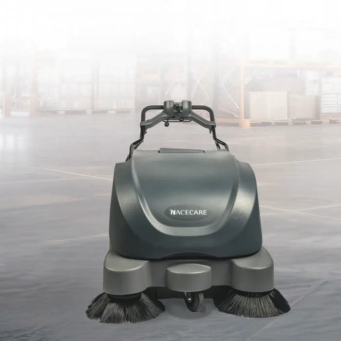 NaceCare NC 9 battery sweeper on a concrete warehouse floor