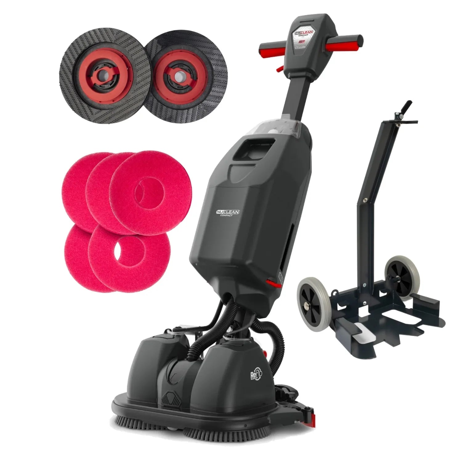 NaceCare 440NX (244NX) Ultra-Compact Scrubber Complete package with trolley, pad drivers and 5 red pads