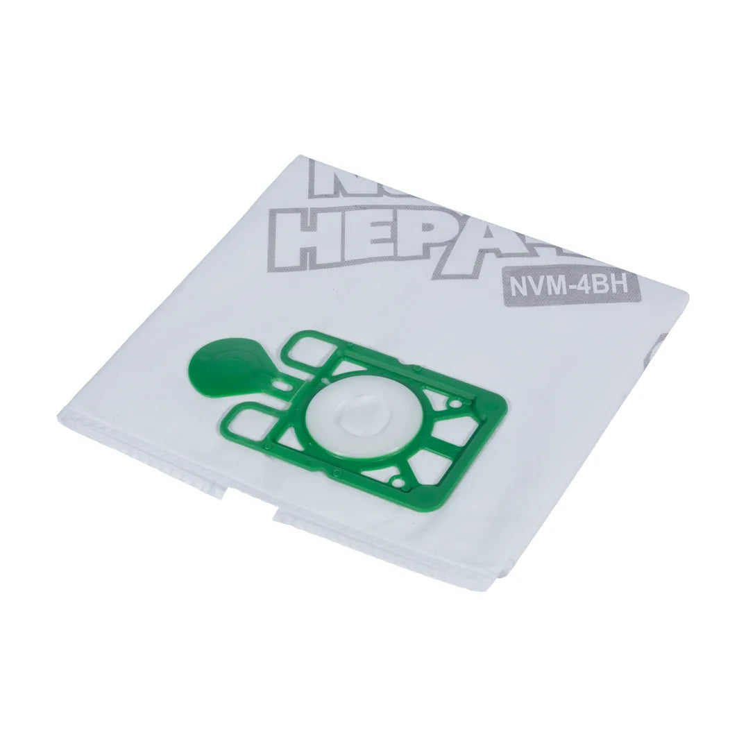 Single NaceCare NVM-4BH HepaFlo vacuum bag with green collar, part 604019