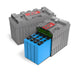 Cutaway of the NaceCare NX1K battery showing the blue lithium iron phosphate cells inside the case