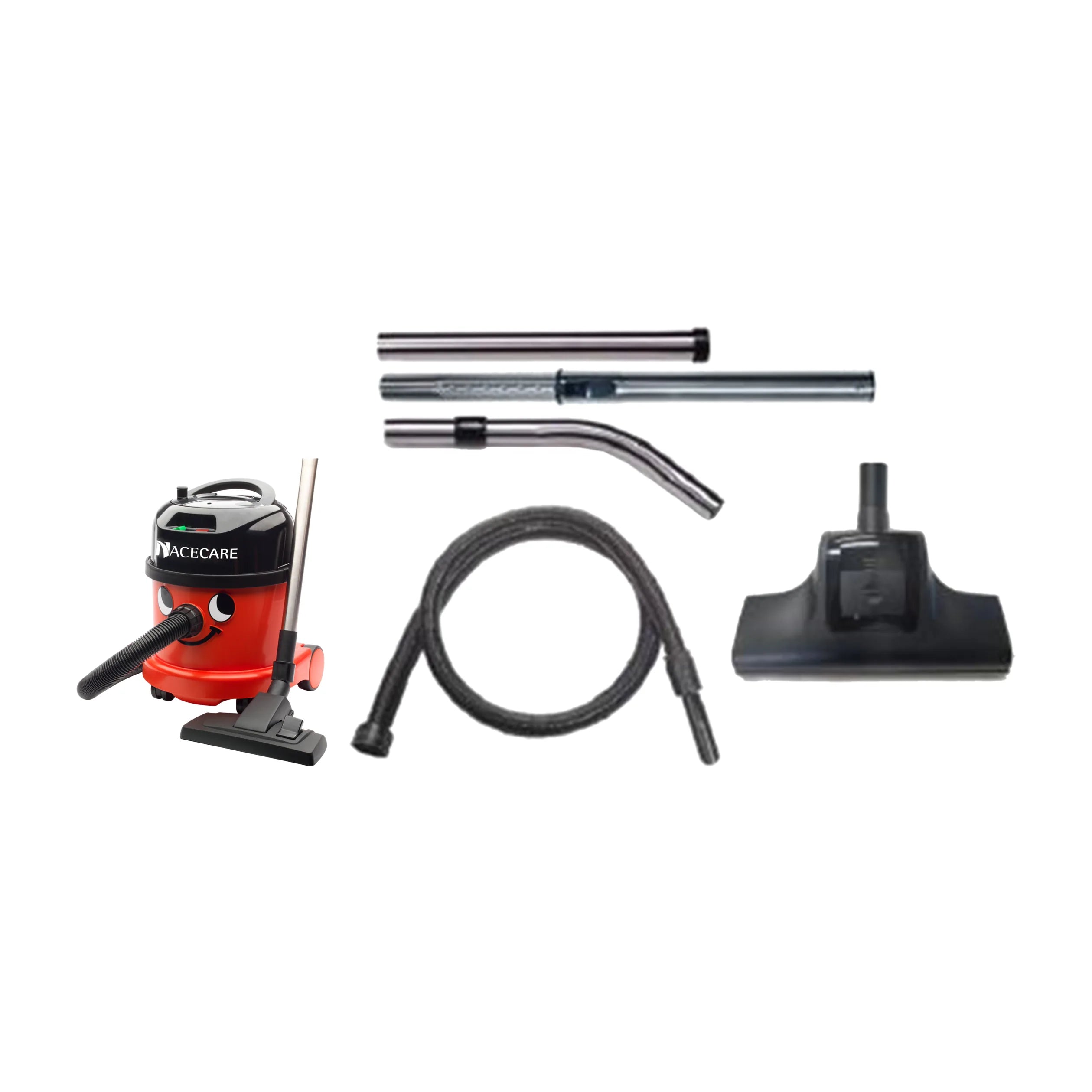 PPR 380 canister vacuum next to the AST3 kit with air-driven power head, wand and hose