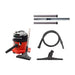 PPR 380 canister vacuum next to the AST6 kit with 15-inch carpet productivity tool, wands and hose