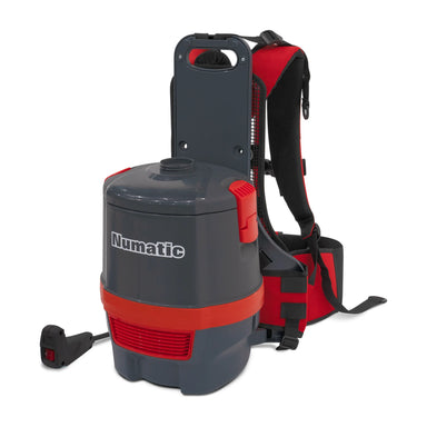 NaceCare RSV 150 corded commercial backpack vacuum with hose, front angle