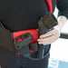 Tool storage on the waist belt of the NaceCare RSV 150 backpack vacuum harness
