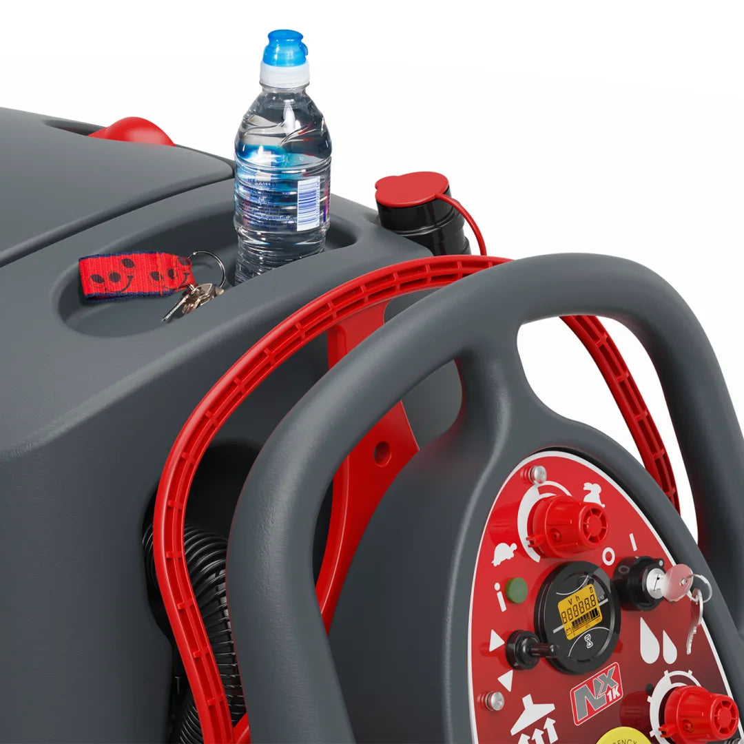 Top of the TBL 2228T with the operator handle, control panel and recovery tank lid
