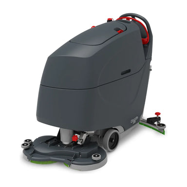 NaceCare TBL 2228T 28-inch battery walk-behind floor scrubber, front left angle on white