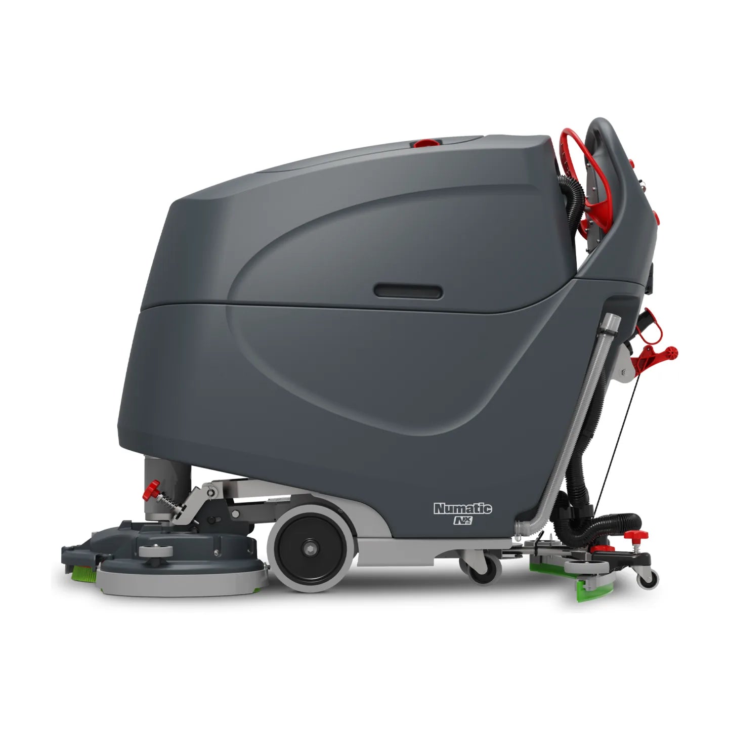 Left side profile of the NaceCare TBL 2228T, showing the tank body, drive wheel and rear squeegee