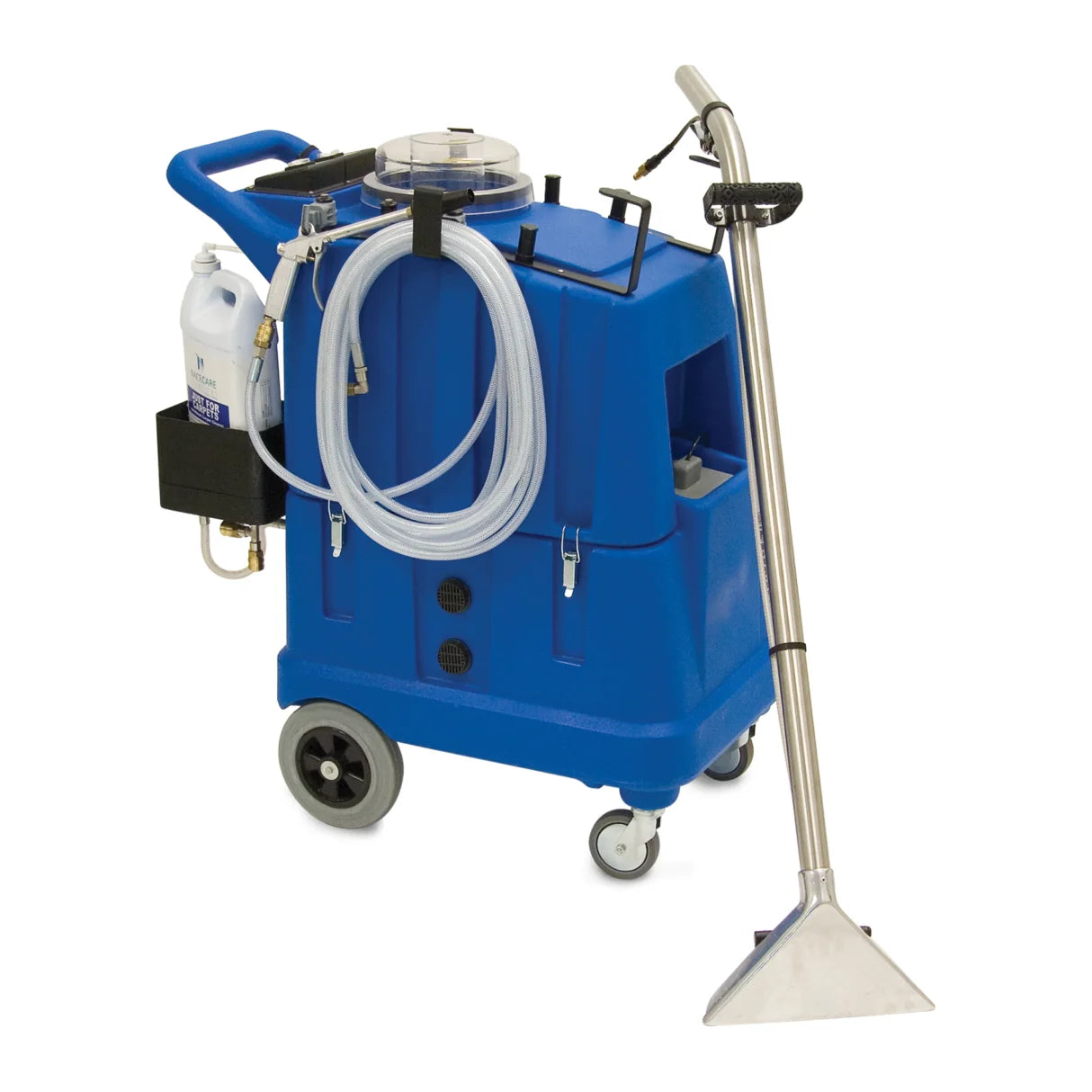 NaceCare TP 18SX box carpet extractor with its 3-jet wand, shown with the optional Smart Kit pre-spray