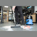 WVB 370NX cleaning up in a busy facility with no cord on the floor