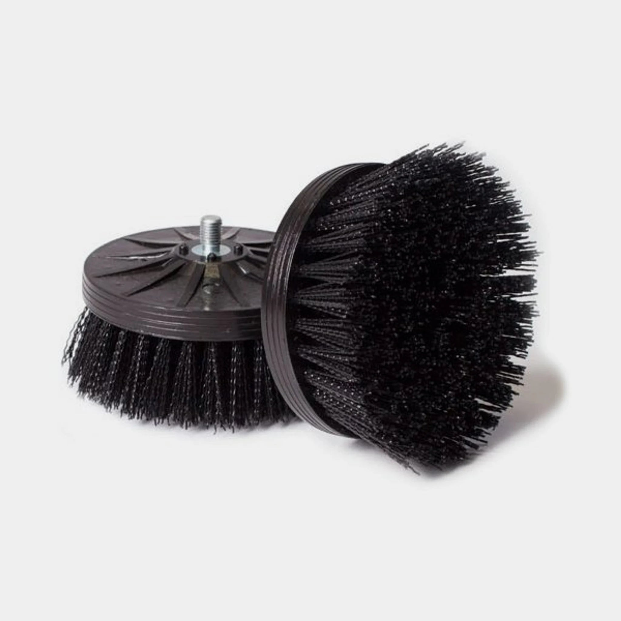 Two Orbot Micro black stiff scrub brushes for tile, grout and stone