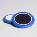 Pair of blue Orbot Micro Velcro pad driver plates with black hook faces