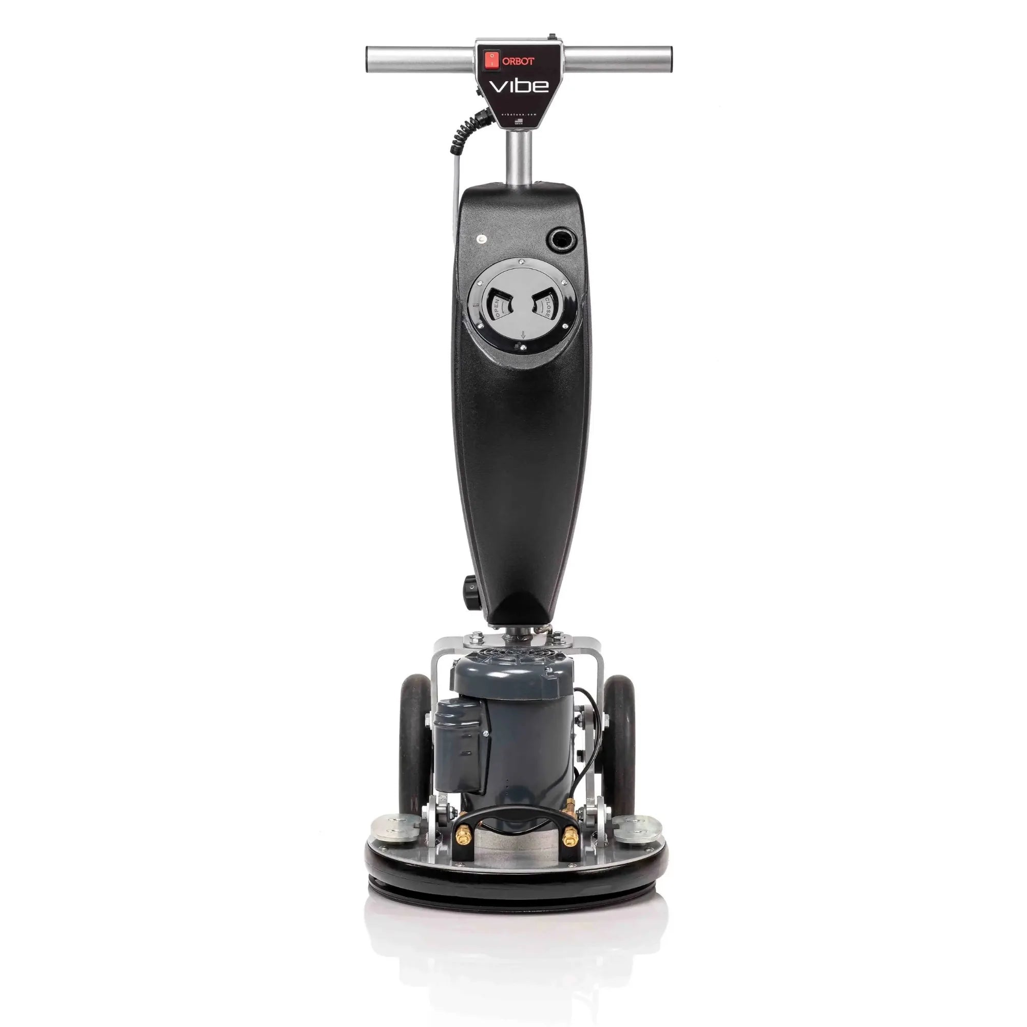 Orbot Vibe Oscilating Carpet Cleaner, Front View, Black with Steel Handle