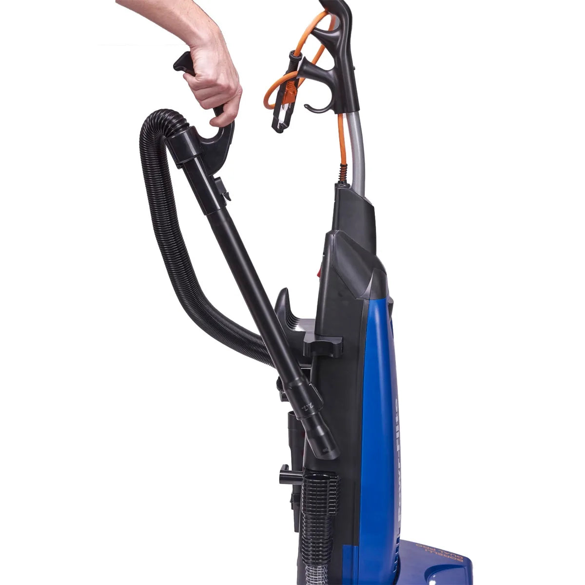 Hand pulling the Borelli Dual Pro's metal quick-draw wand from the handle