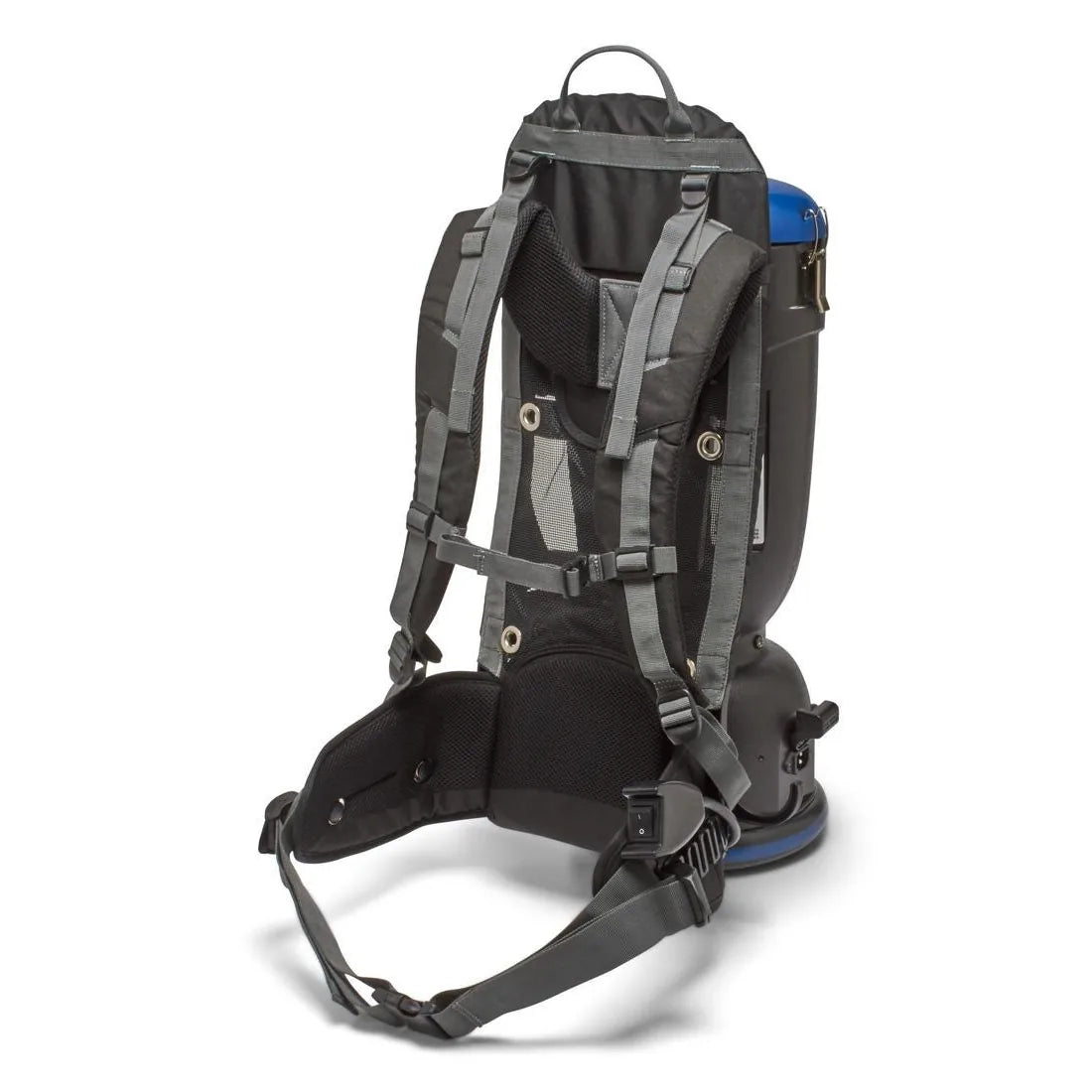 Rear view of the Comfort Pro BP6S harness with padded shoulder straps, mesh back panel and hip belt