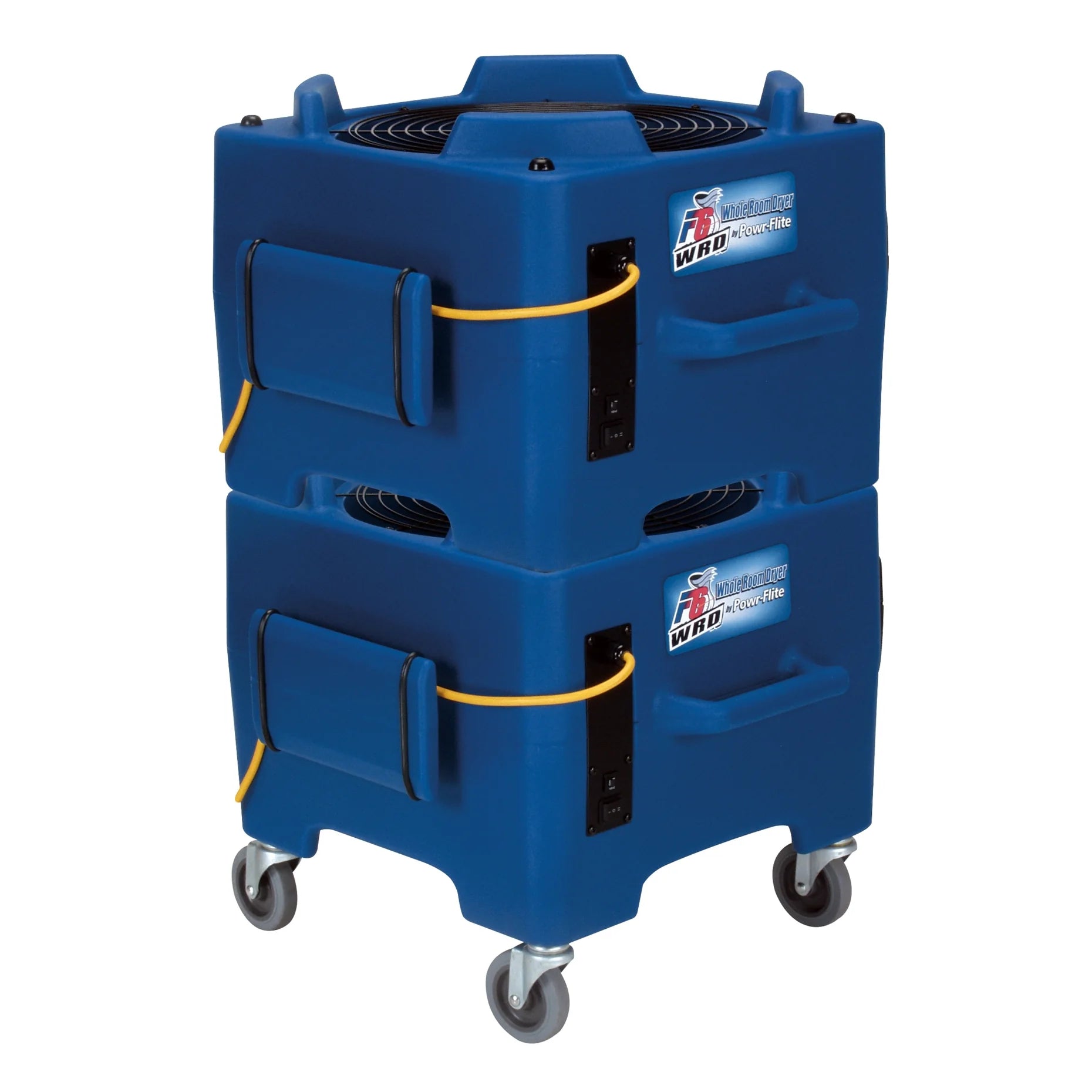 Two Powr-Flite F6 Downdraft dryers stacked on their casters