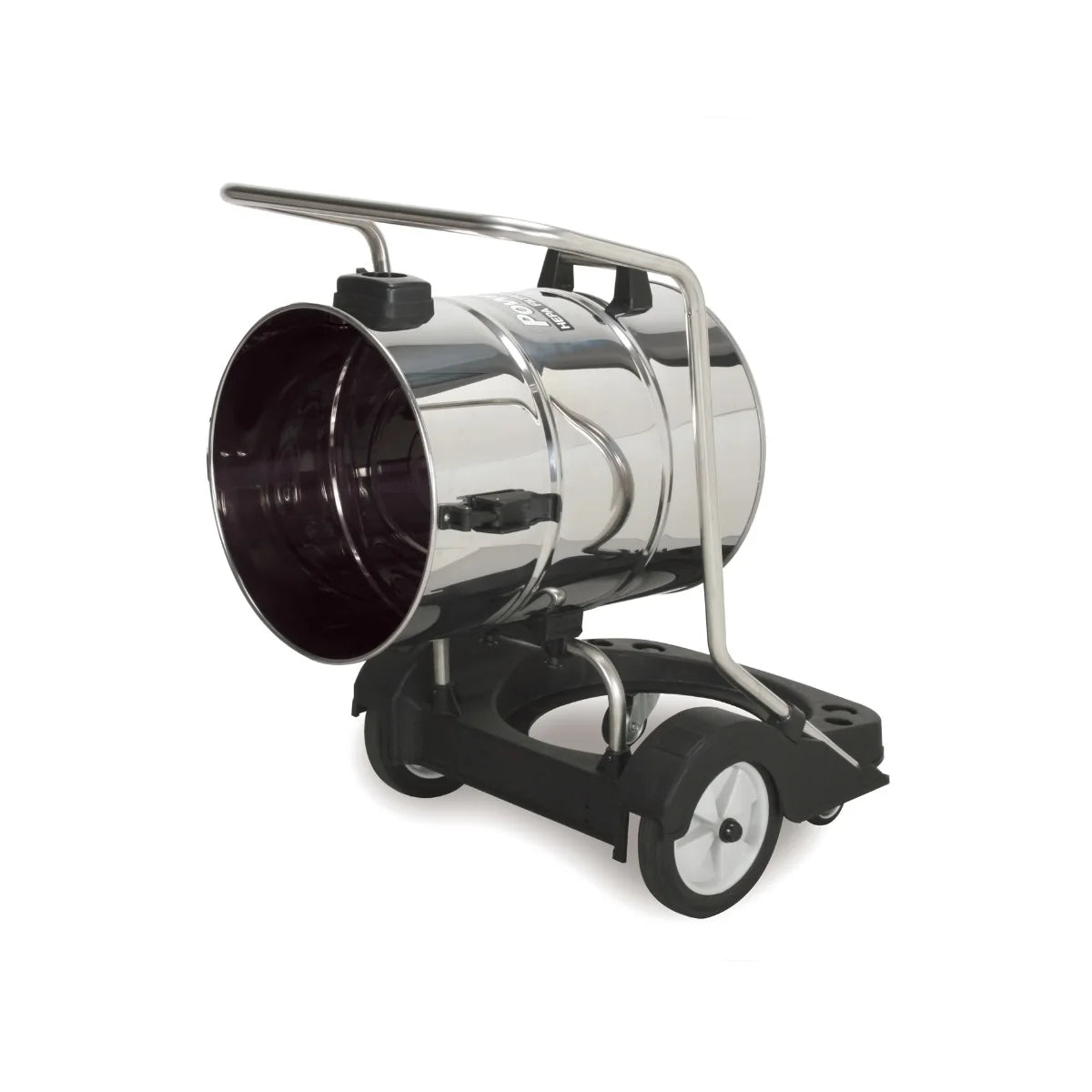 Powr-Flite PF53 wet dry vacuum on its dolly, right side view