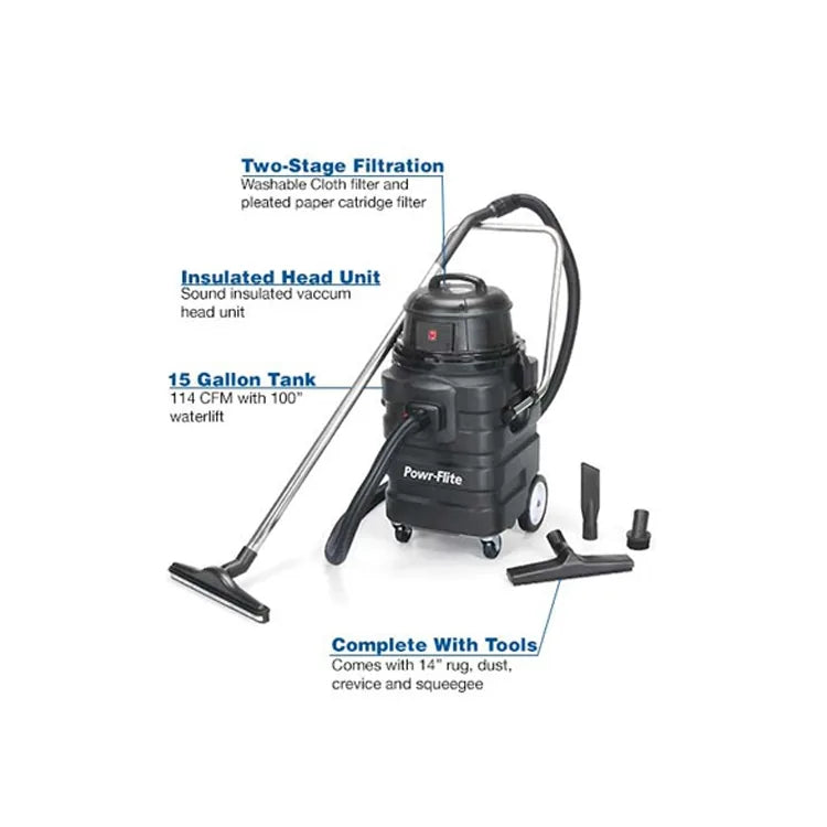 Powr-Flite PF54 wet dry vacuum features graphic