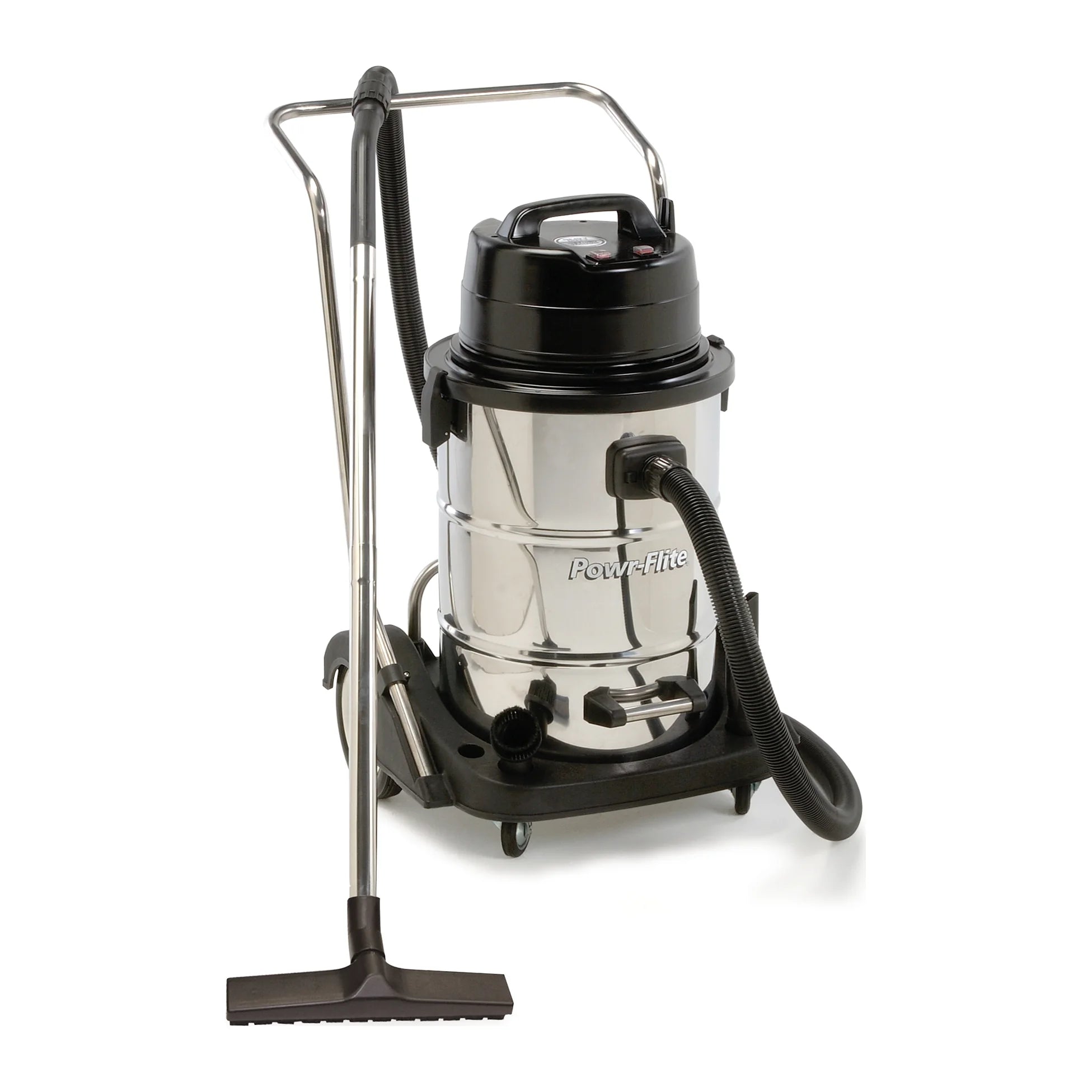 Powr-Flite PF57 20 gallon dual motor wet dry vacuum with stainless steel tank, front view