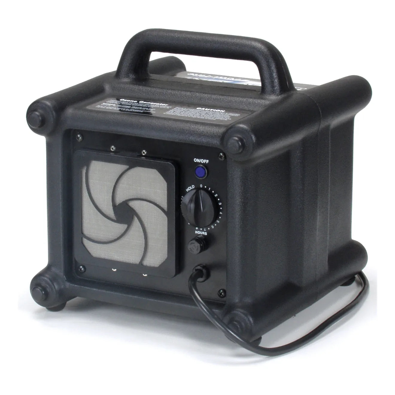 Powr-Flite Powr-Zone PFPZ ozone generator, front three-quarter view with timer and cord
