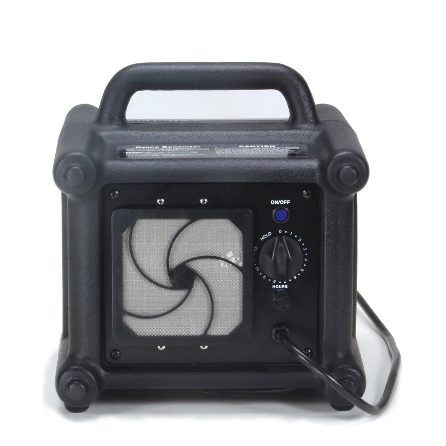 Powr-Flite Powr-Zone PFPZ ozone generator, front view with intake filter and 12-hour timer