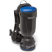 Premium Comfort Pro BP10P backpack vacuum from a front angle with the harness and hip belt