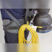 Comfort Pro worn at the hip, with the power switch, cord connection and coiled yellow 50 ft cord