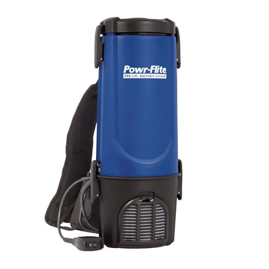 Pro-Lite BP4S backpack vacuum from a front angle, with the power cord at the base