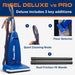 Rigel Deluxe vs Rigel Pro graphic: the Deluxe adds quiet mode, a carpet and floor selector and two friction-fit wands
