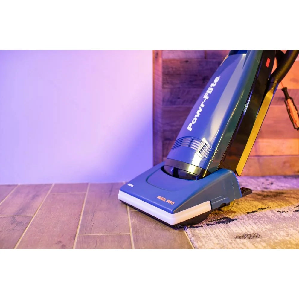 Powr-Flite Rigel Pro rolling from a hard floor onto carpet in a hotel room