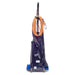 Powr-Flite Rigel Pro upright vacuum, rear view with the stretch hose and on-board tools