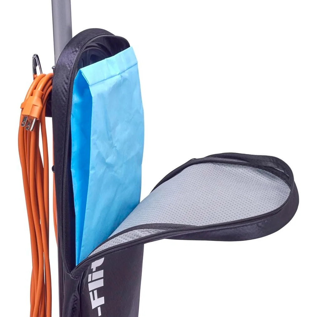 Close-up of the Solar upright's bag compartment opened for a bag change