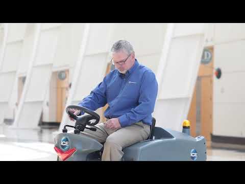 ICE training video showing how to operate the iS1100L+ ride-on floor sweeper