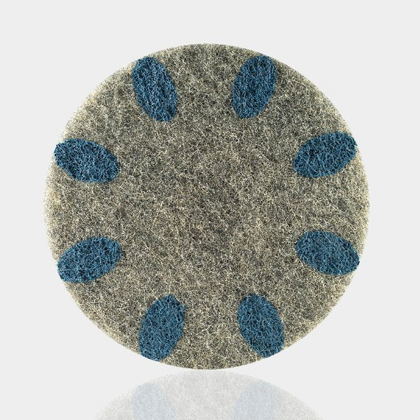 Orbot StoneFlash step 1 pad for deep scratches, round pad viewed from above