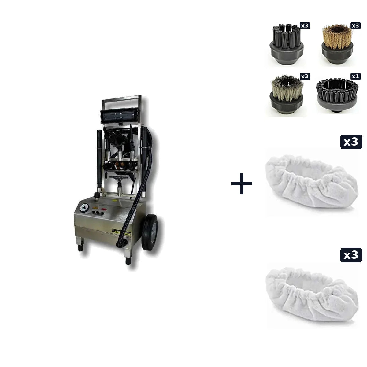 Therma-Steem #10 with spare brush set, triangle and floor microfiber cloths package