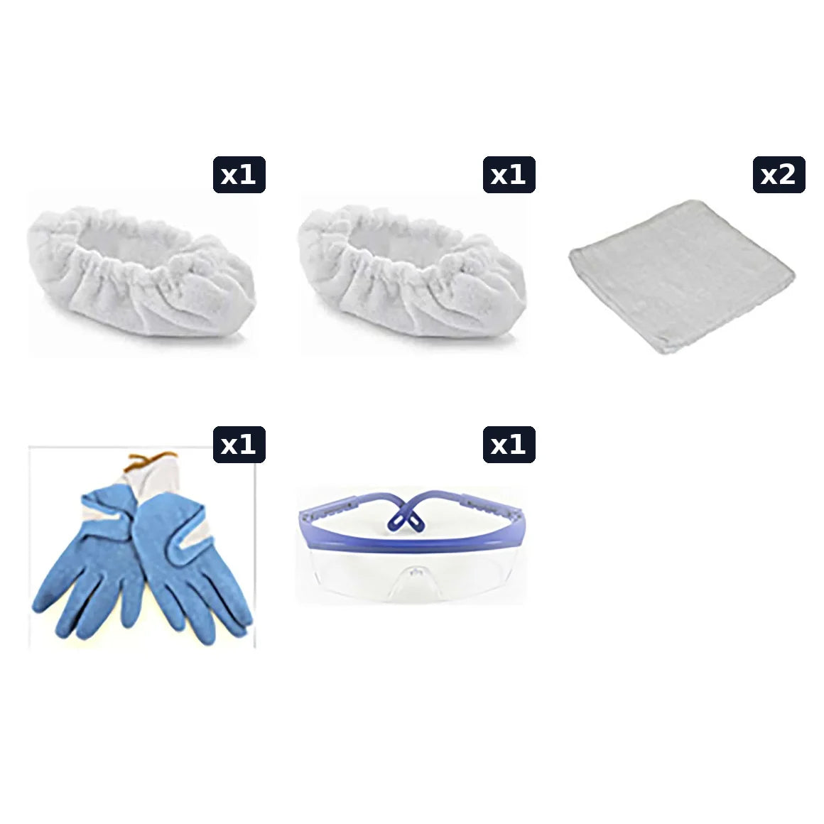 Therma-Kleen Therma-Steem kit refill with microfiber cloths, terry towels, gloves and safety glasses