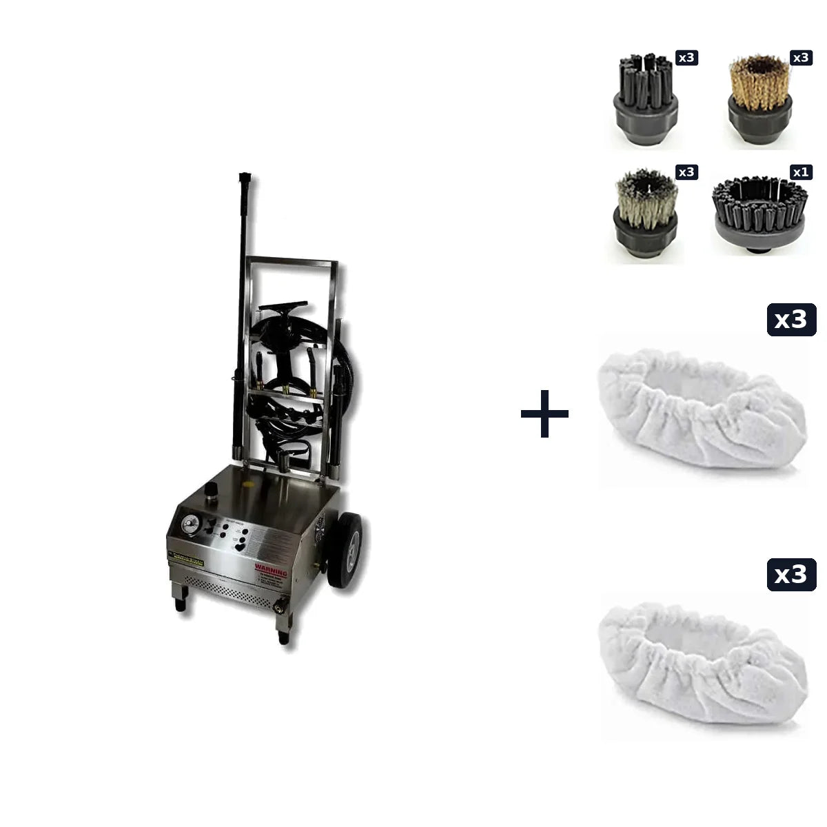 Therma-Steem Industrial 400 with spare brush set, triangle and floor microfiber cloths package
