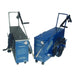 Two Therma-Kleen Ultra 250E electric steam cleaners side by side, one with the stainless steel body and one in blue powder coat, both 220 V 3-phase builds