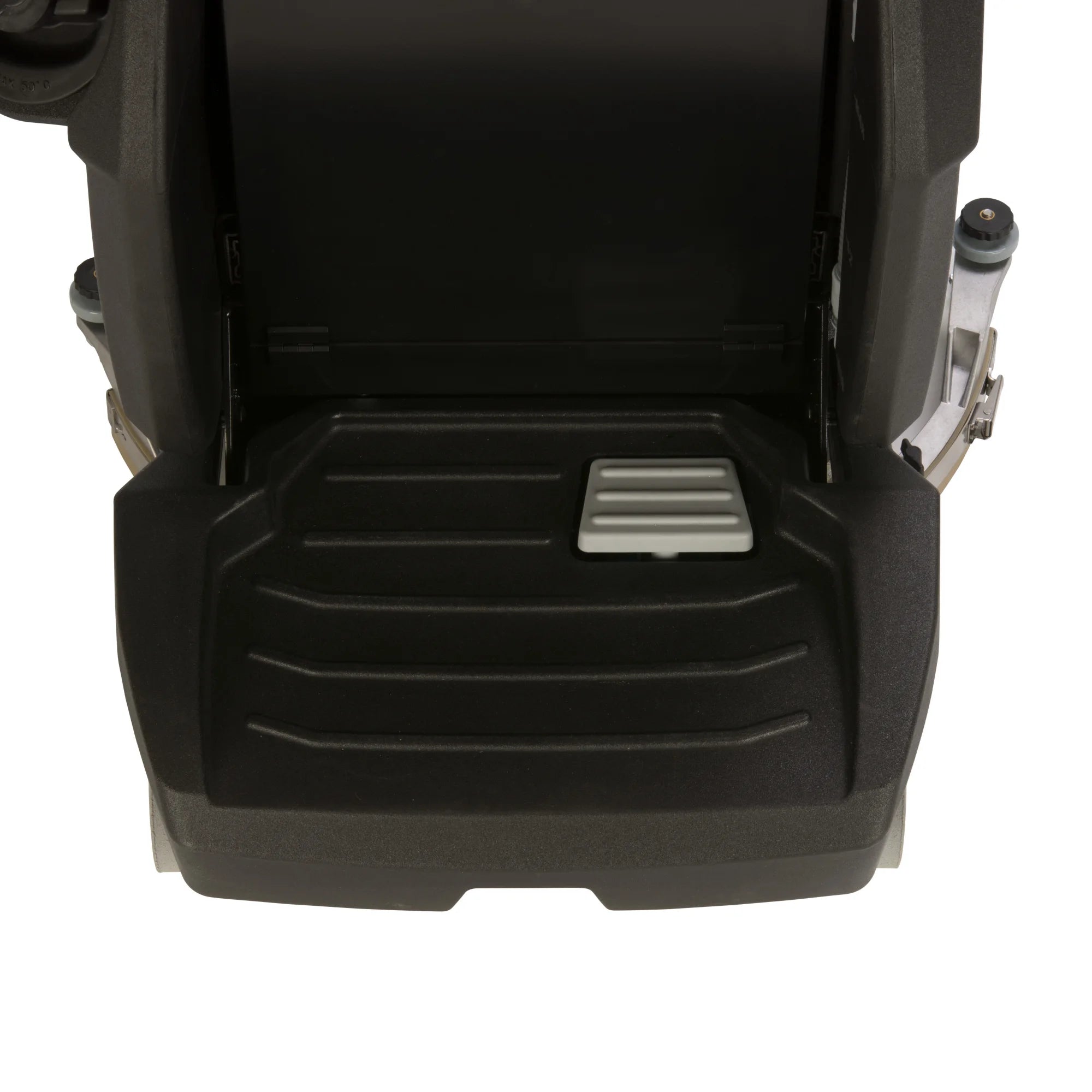 Close-up of the Tornado BDSO 20/21 stand-on scrubber operator platform and foot pedal