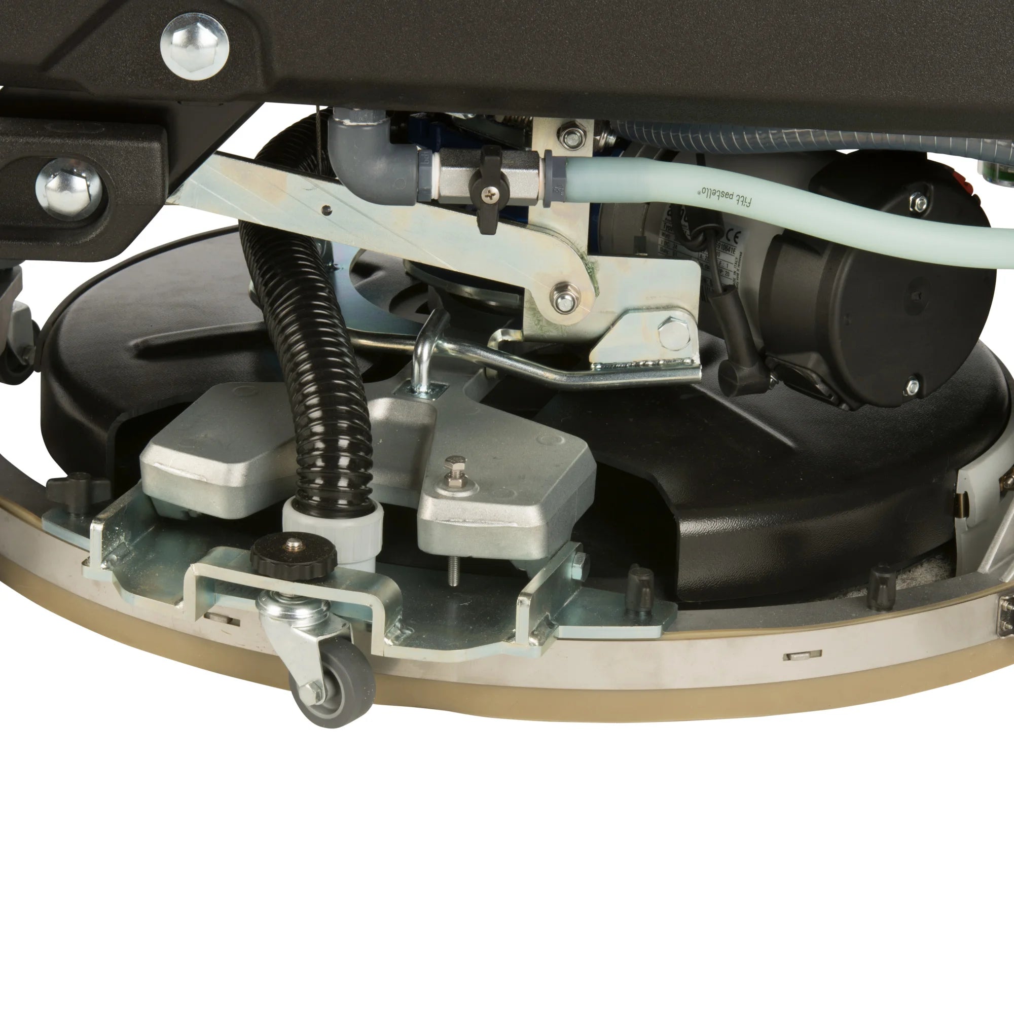 Close-up of the Tornado BDSO 20/21 stand-on scrubber rear squeegee