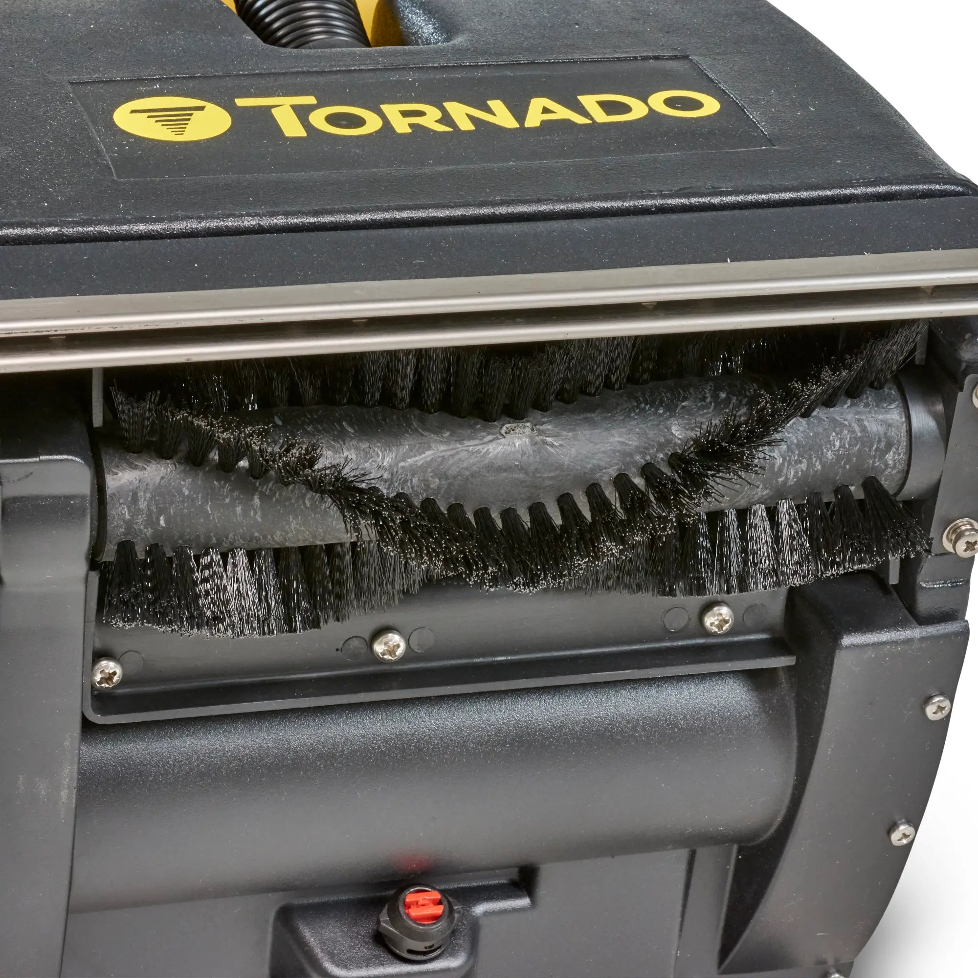 Close-up of the chevron cylindrical brush under the Tornado Mini-Marathon 370 self-contained carpet extractor