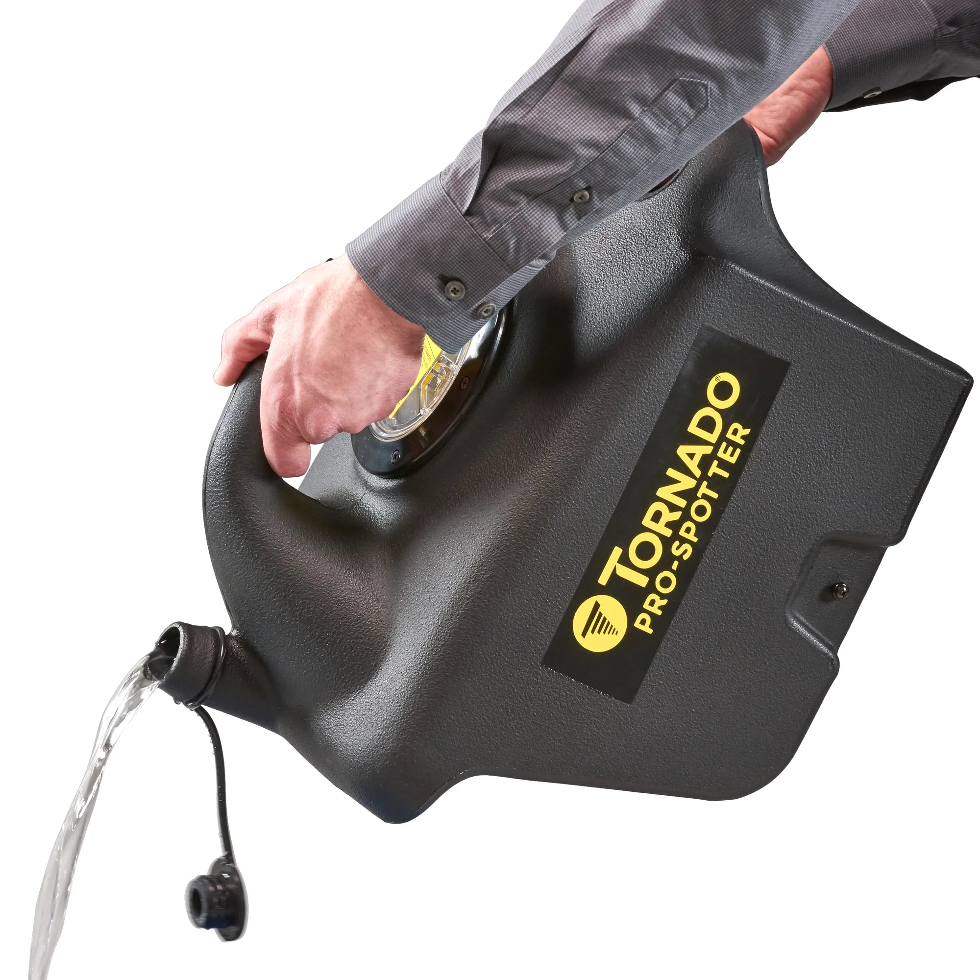 Emptying the Tornado Pro Spotter portable carpet spotter recovery tank with its pour spout