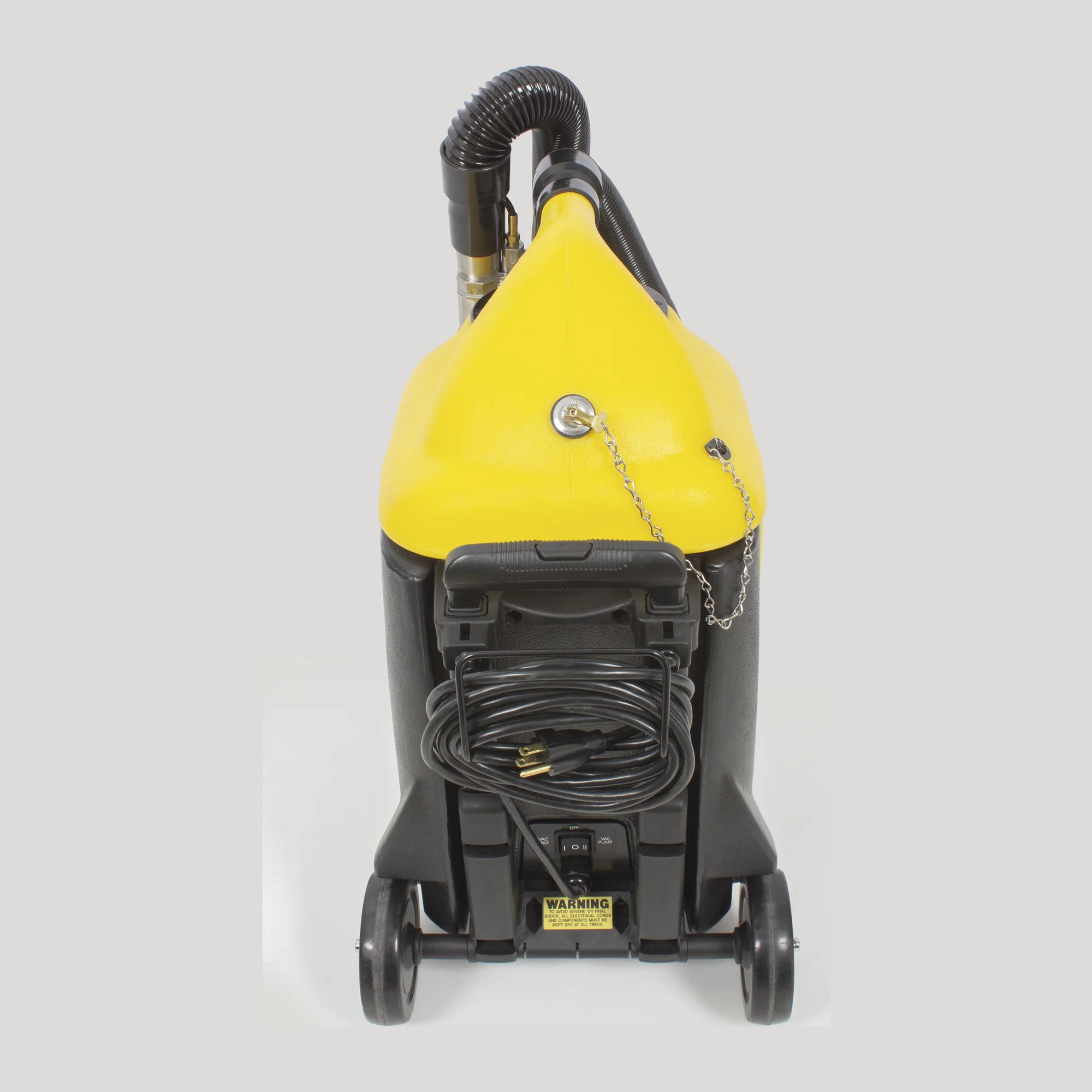 Rear view of the Tornado PS Spotter portable carpet spotter with its power cord