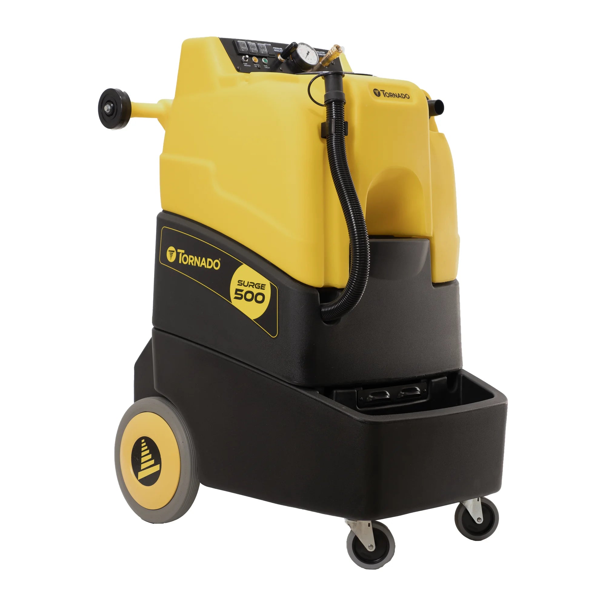 Tornado Surge 500 heated carpet extractor, front left angle view on white