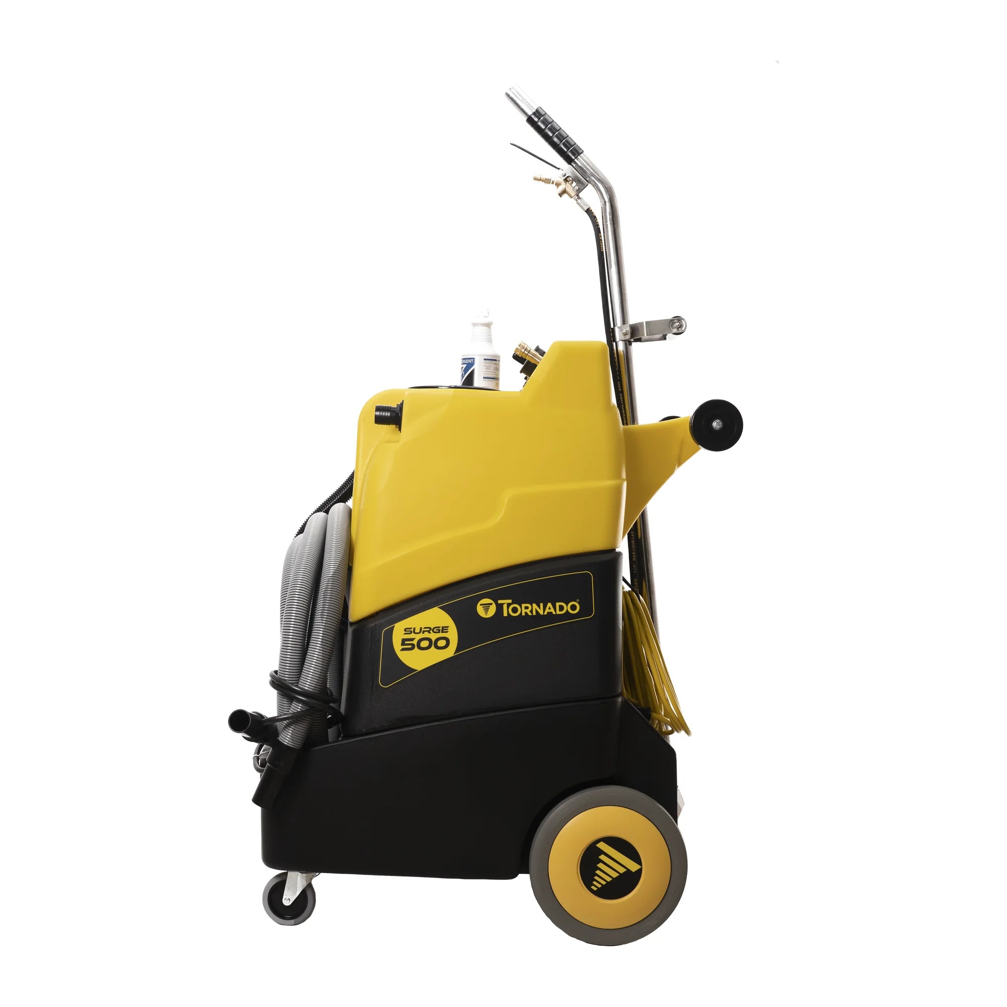 Tornado Surge 500 heated carpet extractor, right side view with the hose and wand stored on board