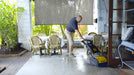 Commercial floor left clean and dry after a single pass with the Tornado Vortex 18 CRB scrubber.