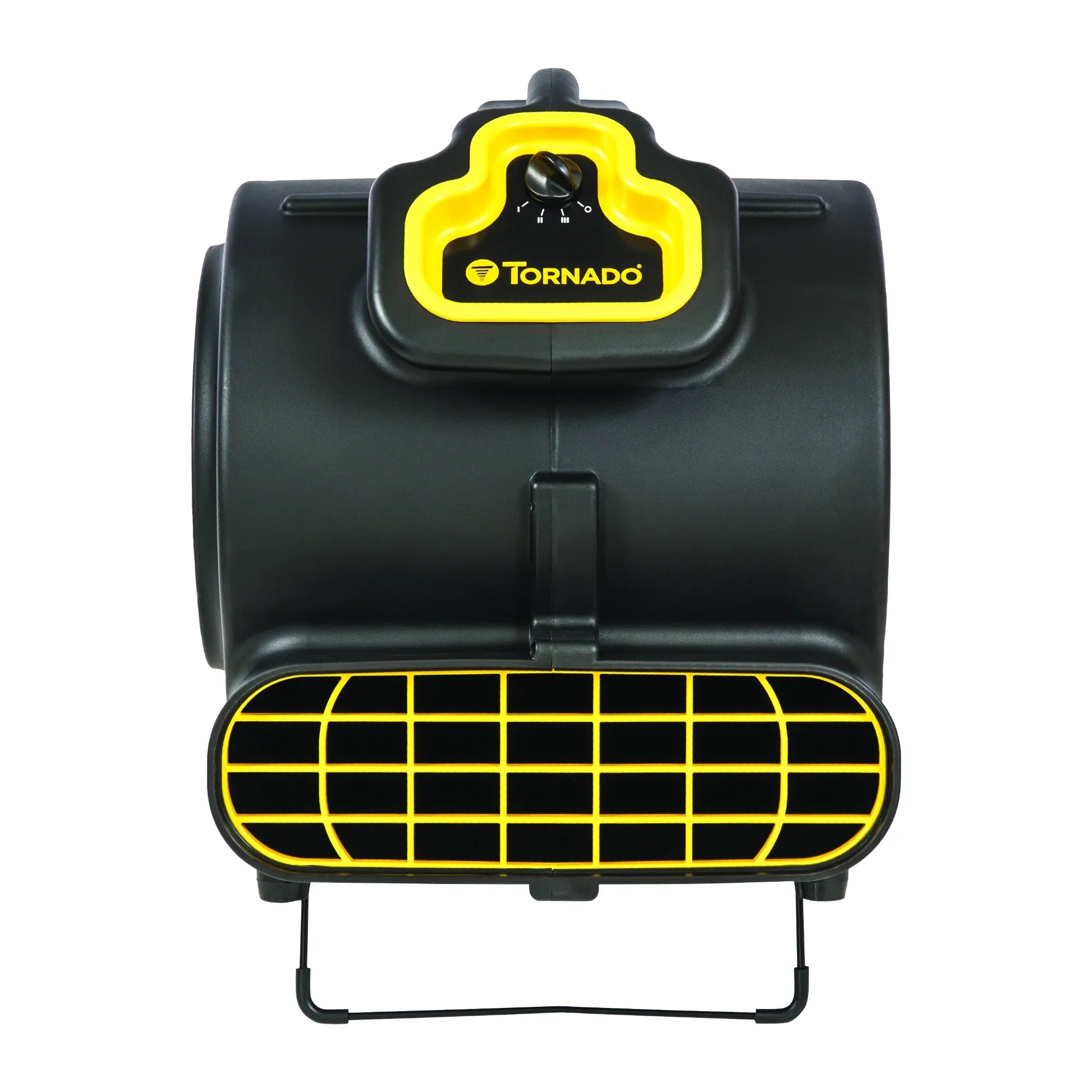 Tornado Windshear 3200 floor dryer facing forward on its kickstand, showing the wide front outlet grille