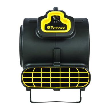 Tornado Windshear 3200 floor dryer facing forward on its kickstand, showing the wide front outlet grille