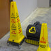 Tornado Windshear 3200 floor dryer drying a freshly cleaned floor next to wet floor caution cones