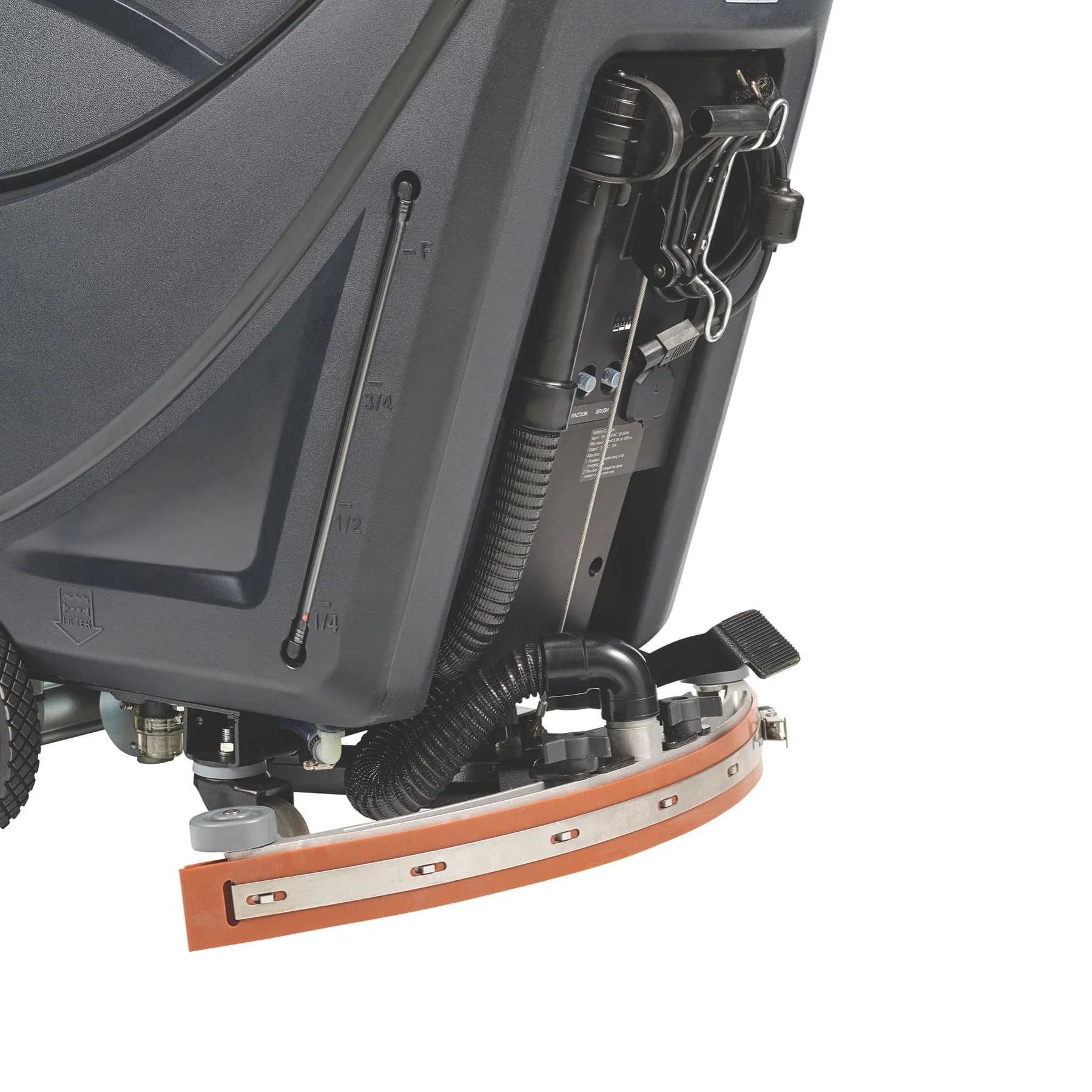 Rear view of the Viper AS5160 31-inch aluminum squeegee with its vacuum hose